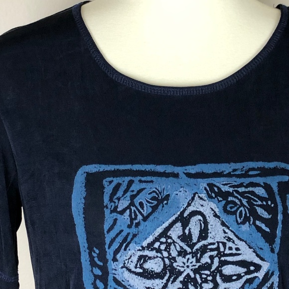 Knit Tee Abstract Graphic Navy Blue Size 8 Medium - Picture 3 of 10